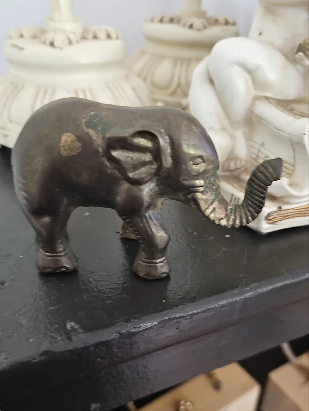 Antique-Style Gold Elephant Accent - Decorative Home Decor